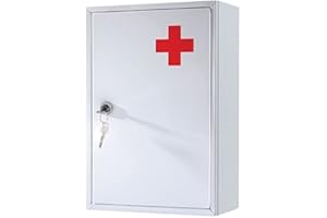 Other NEW METAL WHITE CABINET STEEL LOCKING MEDICINE DRUGS UPBOARD STORAGE FIRST AID