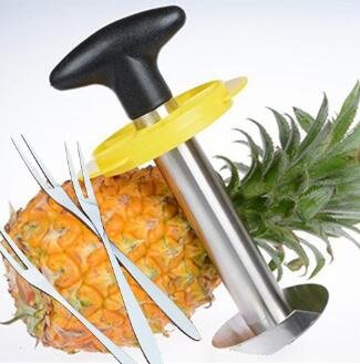 Yooky Edelstahl Ananasschäler, Frucht-Ananas-Messer-Schneid Cutter + wedger Gerät