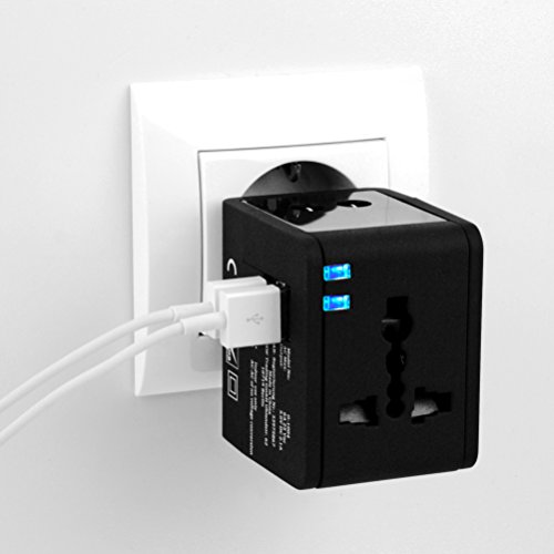 MyGadget Universal Weltreise Reiseadapter Travel 2100 mAh (UK, USA, EU, AU) mit 2x USB Adapter für u.a. England, China, Japan, Kanada, Australien in Schwarz - 5