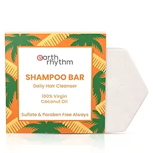 Earth Rhythm Coconut Shampoo Bar | Restores Shine, Deeply Nourishes Hair, Stimulates Hair Growth, Sulphate & Paraben Free, Plastic Free , Men & Women - 80 gm ( cardboard)