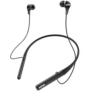 Mivi Collar 2B Wireless Earphones, Bluetooth Earphones with mic, Fast Charging, Powerful Bass, HD Sound and Made in India Neckband - Black