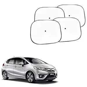 Car Adorable White Sun Shades for Side and Rear Window for Honda Jazz (Set of 4)