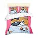 Produktbild YCMFVG Bettwäsche Set 3D Polyester Farblich Passende Hundekatze Bettbezuge Und Kissenbezüge 3Pcs Gesundheit Bequem 220X240Cm