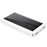 Aedon A8 cargador solar 20000mAh - Cargador Paquete banco portable de la energía solar de la batería externa con mosquetón 20 luces LED(blanco)