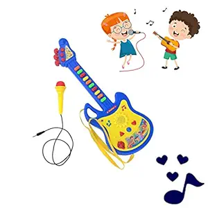 Kids Guitar Musical Toy with Mic Boys, Girls Learning to Play, 45 Inches, Music and Lights Guitar Toys With Microphone String Best Gift for 3 to 15 Years Kids Childrens Boys and Girls