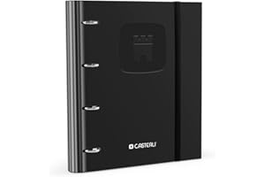 Casterli - Carpeta 4 anillas troquelada color Basic, Tapa forrada mate, Tamaño 320 x 275 x 40 mm, colores surtidos, Anillas de 40mm (NEGRO)