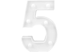 VETRINE INRETE Vetrineinrete® Numero luminoso bianco a LED decoro per eventi feste luce calda 3000k 16x3cm alimentato da 2 batterie AAA (non icluse) (5) D11