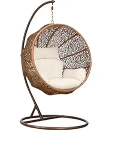 Carry Bird Big Boss Wicker Rattan Hanging Egg Chair Swing for Indoor Outdoor Patio Backyard, Stylish Comfortable Relaxing Swing (Standard Honey Swing, White)