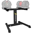 Strongology Durable Steel Adjustable Dumbbell Floor Stand, Space Saver Adjustable Weights Rack