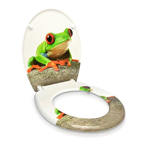VENKON – Premium WC Sitz mit Absenkautomatik – Modell „Froschprinz“ – Toilettendeckel aus Duroplast (antibakteriell) inkl. Montagesatz (rostfreie Scharniere) - 6