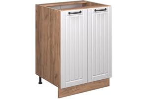 Vicco Mobiletto base cucina Fame-Line, Bianco casa di campagna, 60 cm senza piano di lavoro