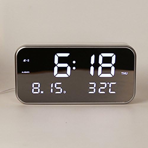Famicozy Led Music Alarm Clock,25 Melody Options with Volume Adjustable and 3 Alarms 5/6/7days ,Date Week Temperature,12/24hr,Memory Function,Plug in Clock,White
