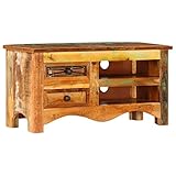El mueble para la televisión está hecho de madera maciza reciclada que ha sido obtenida de vigas, suelos y vigas de apoyo de edificios antiguos que se están demoliendo por lo que consta de diferentes tipos de madera como el sheesham (palisandro), pino, teca, haya, roble, cedro, mango, acacia, etc.