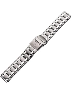 Uhrenarmband Metall 18mm silber - Gliederband mit Faltschließe inkl. Wechselanstoß 20mm - satiniert gebürstet,...