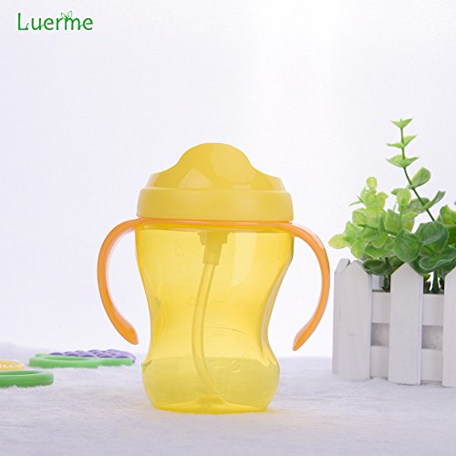 luerme 260 ml Babys Kids Kinder kein überschwappen Stroh Flasche Schnabeltasse Füttern Trinkbecher mit Griffen - 8