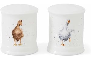 RW WN4092-XD Royal Worcester Wrendale Designs Ensemble salière et poivrière Motif canards Marron/blanc