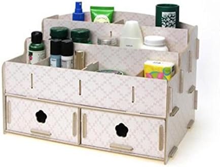 Double Drawer Three - Layer Wooden Cosmetics Skin Care Products Daily Necessities Storage Box , 002