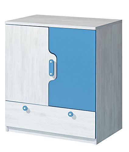 Preisvergleich Produktbild Kommode NUKI Kinderzimmer Babyzimmer (Norwegische Kiefer - Hellblau)
