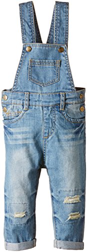 MiniMize Unisex Baby MMSTORM Destroyed Denim Dungarees Overall, Light Blue Denim, 6-9 Months (Manufacturer Size:74)