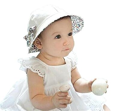 Sumolux Baby Girl Summer Sun Hat Bébé Fille Chapeau de soleil Coton à Double Usage Recto-Verso Bowknot