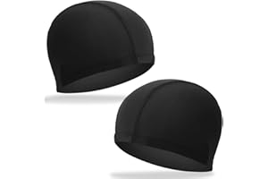 COYUN 2 pcs Gorro de natación suave, Gorros de Piscina, Cómodo gorro de natación de tela, suave gorro de natación unisex, gorro de natación flexible para pelo largo hombres, gorro de natación ligero