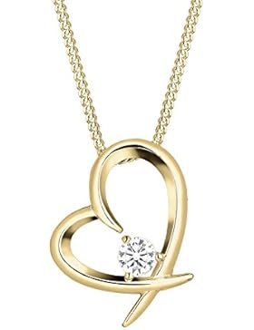 Elli Damen-Kette mit Anhänger Herz Kristall(0.02 ct) 925 Silber Zirkonia weiß Brillantschliff