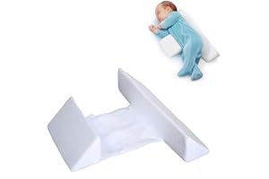 EHOTER Lagerungskissen Baby Seitenstützkissen Verstellbares Keilkissen Wattepad mit Rückenlehne Dreieckiges Stützdesign Abnehmbare und Waschbare Rücken und Anti-Rollen Baby Kissen für 0-12 Monate (Weiß)