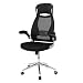 Produktbild SONGMICS Büro Drehstuhl Mesh Rückenlehne mit Kopfstütze und Flip Up Armlehnen schwarz obn86buk
