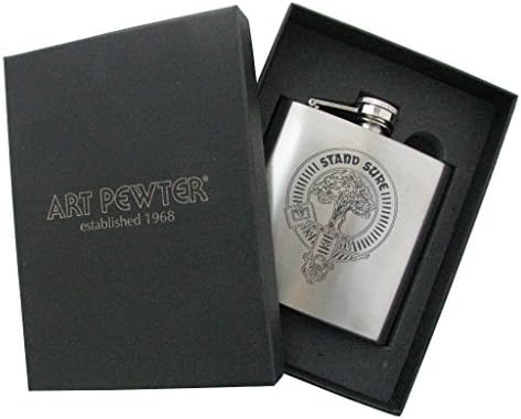 Scottish Clan Crest 6oz Hip Flask, Available in over 100 Clan Crests (Armstrong HF6/C2)