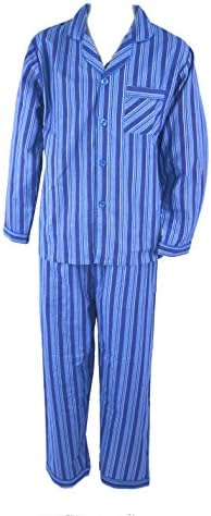 Alberto Rossini Mens Winter Winceyette Flannel Pyjamas Brushed Cotton Nighwear Sizes M to XXl (Medium, Sky Blue Stripe)