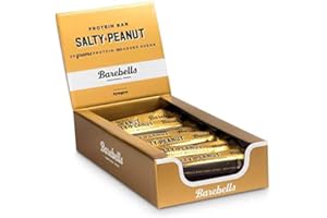 BAREBELLS High in Protein Bars Healthy Low Sugar Snack - 12 Bars - Salty Peanut