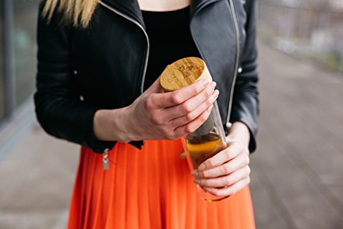 Time to Tea© Edel-Glas Tee-Bereiter und Fruit-Infuser mit Thermo-Funktion | hochwertige, doppelwandige Tee-Flasche mit Edelstahl-Sieb & Bambus-Deckel | Thermo-Trinkflasche ideal für Unterwegs, die Arbeit oder Uni | 450ml BPA-frei - 7