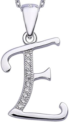 Letter Necklace 925 Sterling Silver Cubic Zircon Necklaces Alphabet Initial Pendant Necklace Personalised Gifts for Women Ladies Girls 17.5 Inch (Letter e)