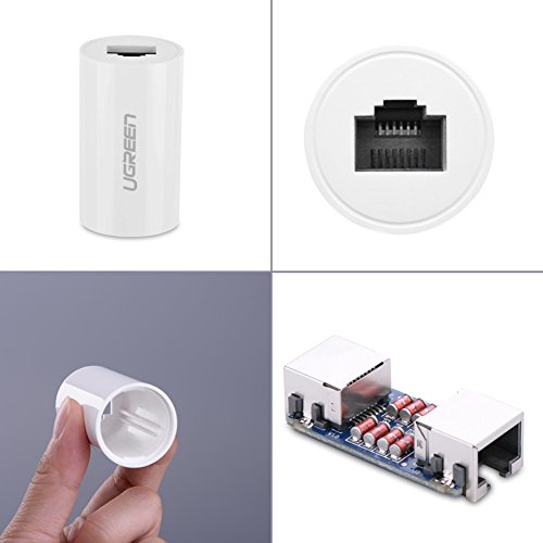 UGREEN Cat6 Netzwerkadapter RJ45 8P8C Netzwerkkabel Verbinder Kupplung Netzwerkkoppler geschirmt Buchse auf RJ45 Buchse Blitzschutz Rund Weiß (Zehn Stücks) - 6