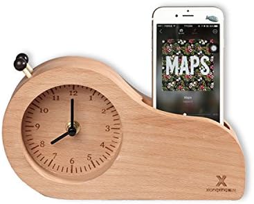 Lgclock Creative Student Desk Desk Wood Fashion Small Bedside Alarm Clock Clock Mute Lazy Beech Multifunction,Snail Style Alarm Clock