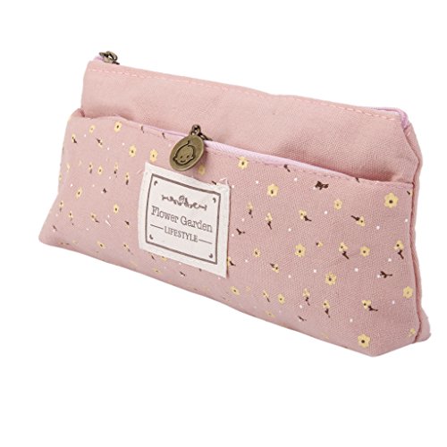 Leinwand Federmaeppchen Federmappe Federtasche Make-up Kulturtasche Rosa - 2