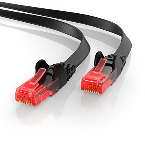 CSL – 5 x 0,25m – CAT.6 Ethernet Gigabit LAN Netzwerkkabel / Flachbandkabel / Verlegekabel (RJ45)| 10/100/1000Mbit/s | inkl. Knickschutz | kompatibel zu CAT.5 / CAT.5e / CAT.7 | schwarz - 2
