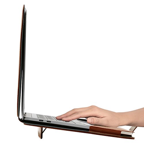 MOSISO MacBook Pro 13 PU Leder Hülle 2016, Buch Folio Stand ärmelabdeckung mit klaren Trägern an den oberen Ecken für NEUESTE MacBook Pro 13 Zoll (2016 Freisetzung) A1706 / A1708 mit/ohne Touch Bar and Touch ID, Hellbraun - 5