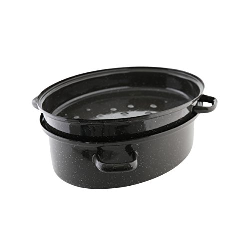 axentia Gänsebräter mit Deckel – Gans-Bräter aus Emaille In Schwarz-Weiß – Schmortopf oval, Durchmesser 42 cm, 10,5 Liter – Kasserolle emailliert & nickelfrei - 3