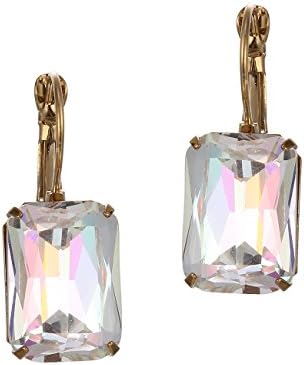 Simple Leverback Drop Dangle Clip-on Earrings Aurora Volcano Crystal for Ladies Women Gemstone Jewellery