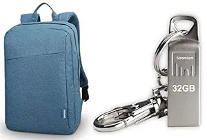 Lenovo B210 15.6-Inch Casual Backpack - Blue + 32GB Strontium Ammo Pen Drive Combo