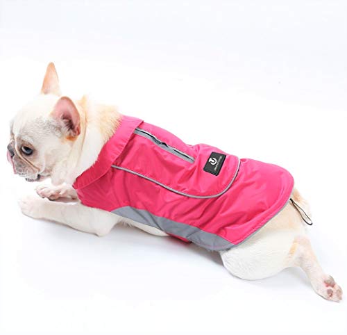 UsefulThingy - Abrigo Impermeable para Perros pequeños, medianos o Grandes - Chubasquero con Rayas Reflectantes para Seguridad - Abrigo Impermeable cálido con Agujero para arnés, 7 tamaños 3 Colores