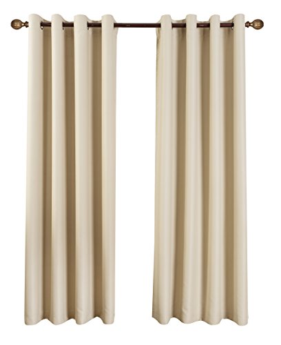 KEYNIS Gardinen Blickdicht Verdunklungsgardine mit Ösen, Thermogardine Verdunklungsvorhang für Schlafzimmer 2er set (140x245cm, Beige)