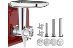 ‎GVODE GVODE Fleischwolf Zubehör für Bosch MUM58720 Küchenmaschine, Geeignet für Bosch Multifunktions-Roboter, Beinhaltet 3 Wurstfüllröhrchen und 4 Arten von Mahlplatten