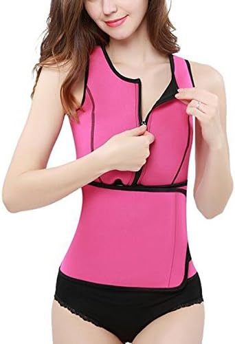 Neoprene Waist Trainer Vest Sauna Suit Sweat Vest Women Waist Shaper with Adjustable Waist Trimmer Belt Size XL Rose