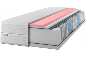 IZER Materac 80 x 200, 25 cm, pianka Visco -Memory, rdzeń ze sprężynami kieszeniowymi, stopień twardości H3, H2, 7-strefowe łóżko, materac 2 w 1