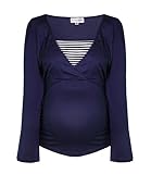 Gestreifter Stillpyjama-Schlafanzug für Damen langarm in Weiß, Blau und Grau von Herzmutter - 4