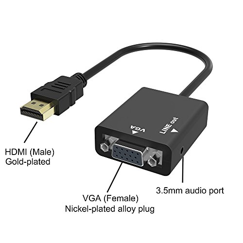 Tikitaka HDMI auf VGA Adapter + 3,5 mm AUX Audio Kabel HDTV Video Konverter Adapter für PC Laptop Xbox Digital Kamera AC107 - 2