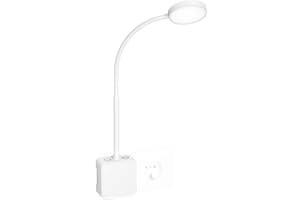 PRINCEWAY Lampara Aplique de Pared de Lectura Mesita de Noche Cama LED Regulable Blanca con Enchufe, Interruptores Táctiles Dos, 3 Modos de Colores de Iluminación, Amplio Ángulo de Luz 110°