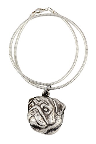 Mops, Silberstempel 925, Hund Silberkette, Silberschnur 925, Limitierte Auflage, ArtDog